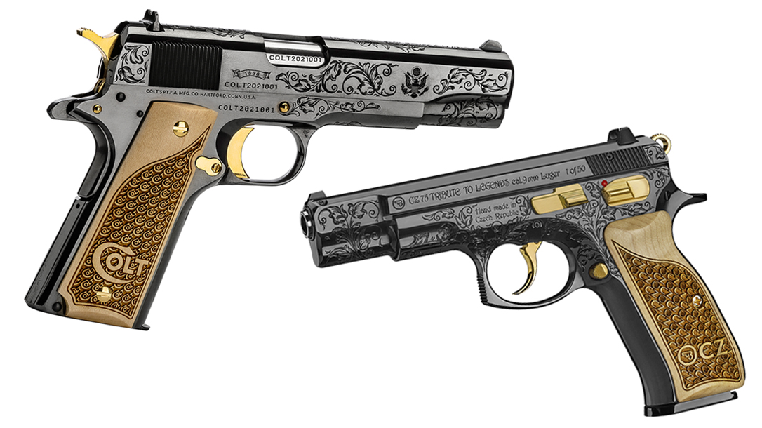 CZ 75 and Colt 1911 Tribute to Legends Auction pistols.