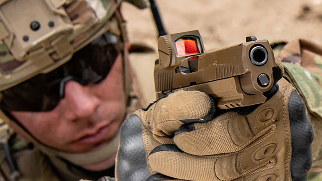 The SIG Sauer ROMEO-M17 reflex sight is built for the military M17 family.