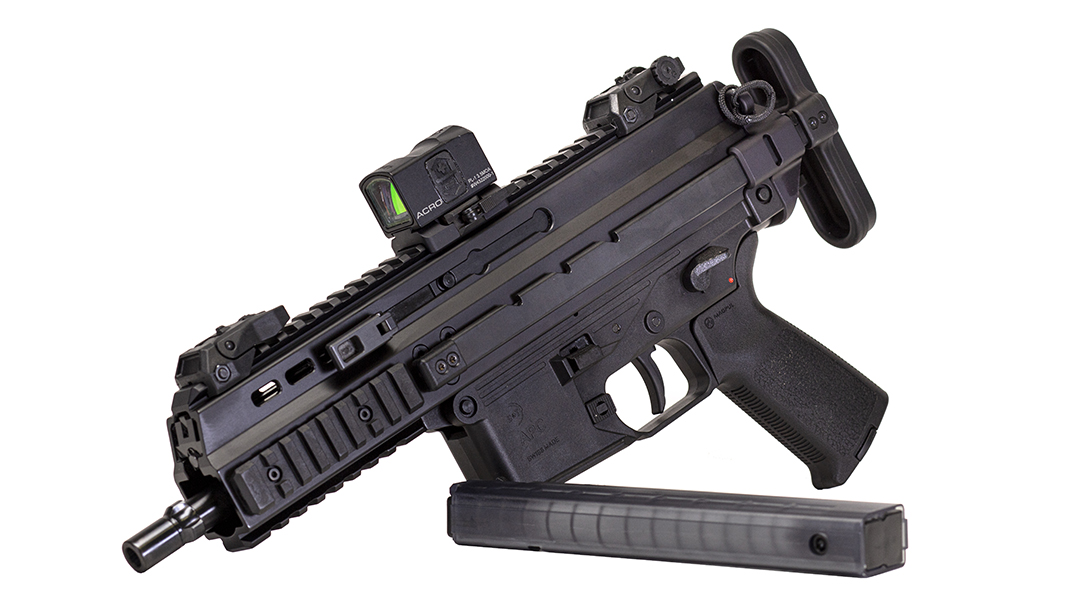 The B&T APC9K Pro serves as a close quarters defender.