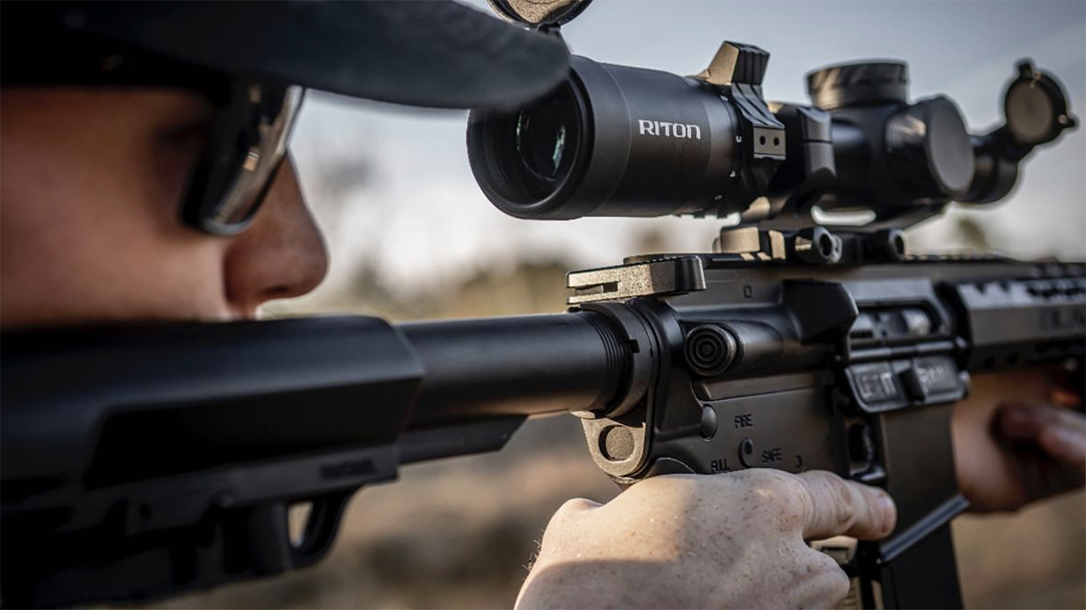 The Riton 5 TACTIX 1-10x24 blends red dot tech with a riflescope.