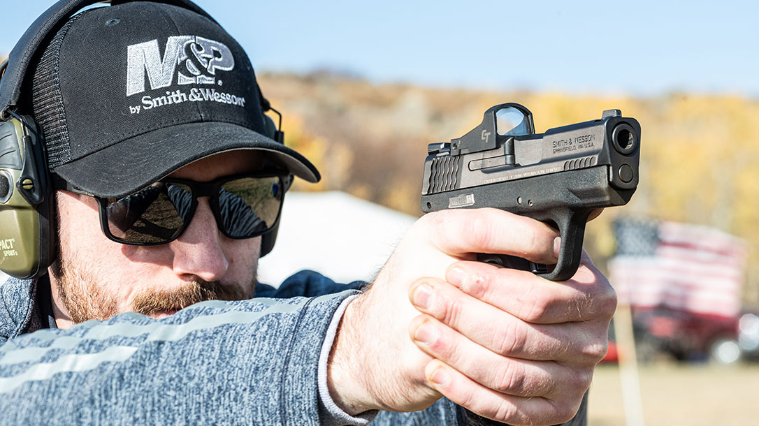 The S&W M&P 9 Shield Plus Optic-Ready 9mm.