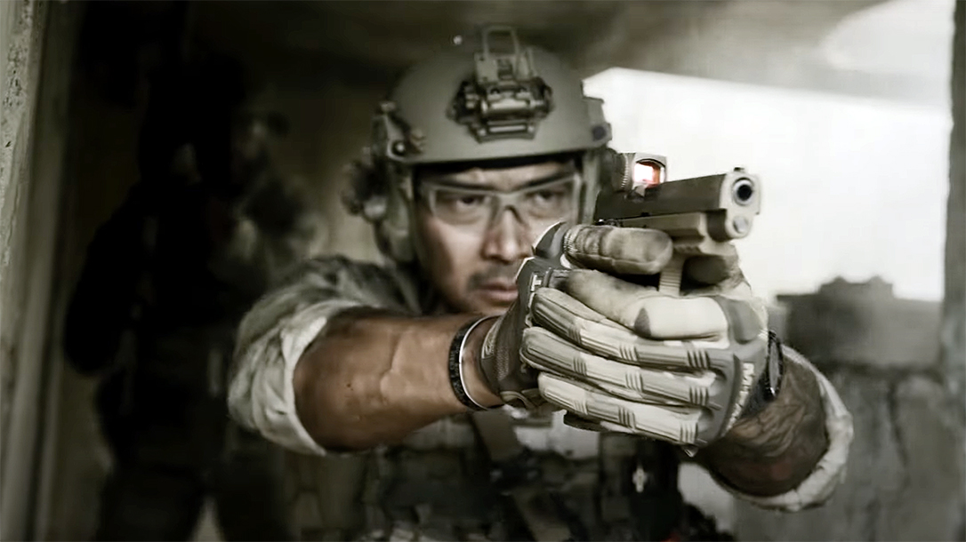 Soldier shooting the SIG M17X