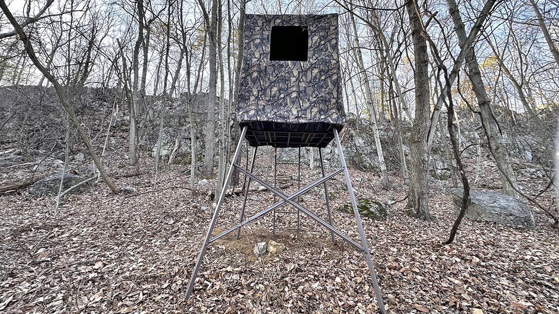 Rhino Blind RTT-510 10-Foot Quad-Pod Guard Tower in the field.