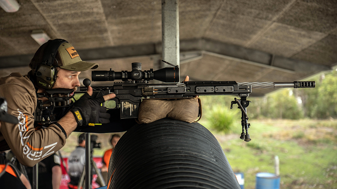 Shooting long-range in competition.