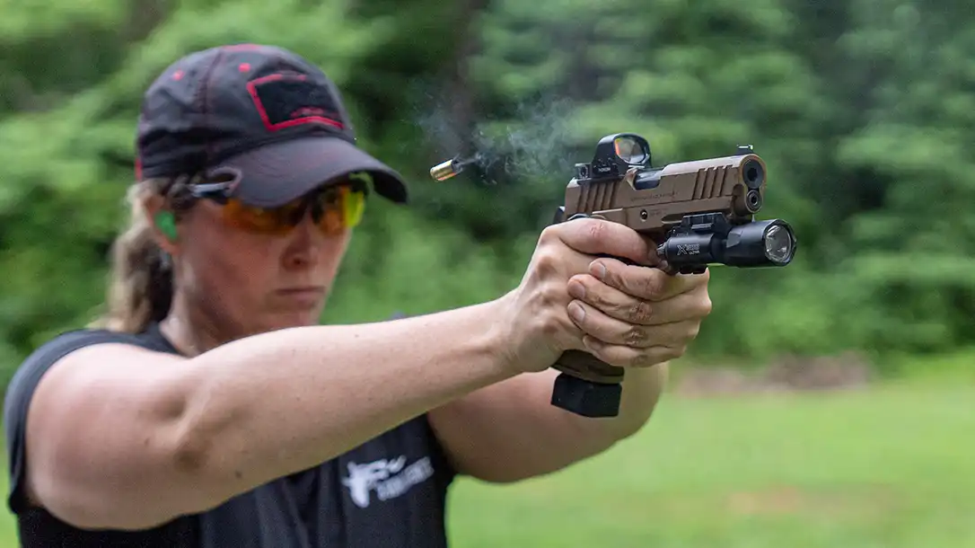 Shooting the Springfield Prodigy Coyote Brown.