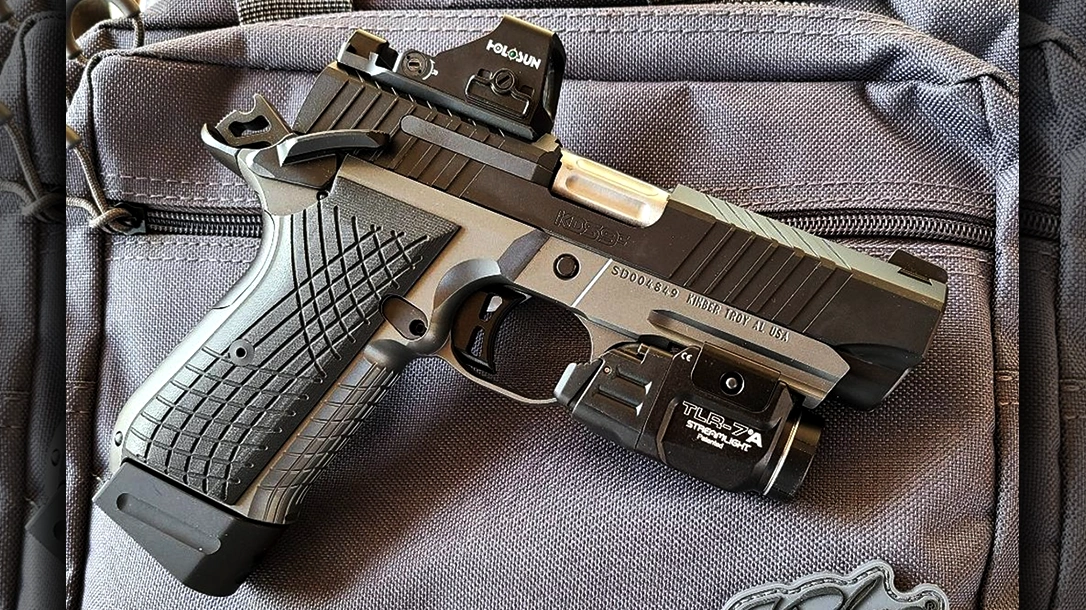 Designed from the ground up for defensive use, the Kimber KDS9c Rail 1911 features a Picatinny rail on the frame dust cover, plus the addition of an ambidextrous thumb safety.