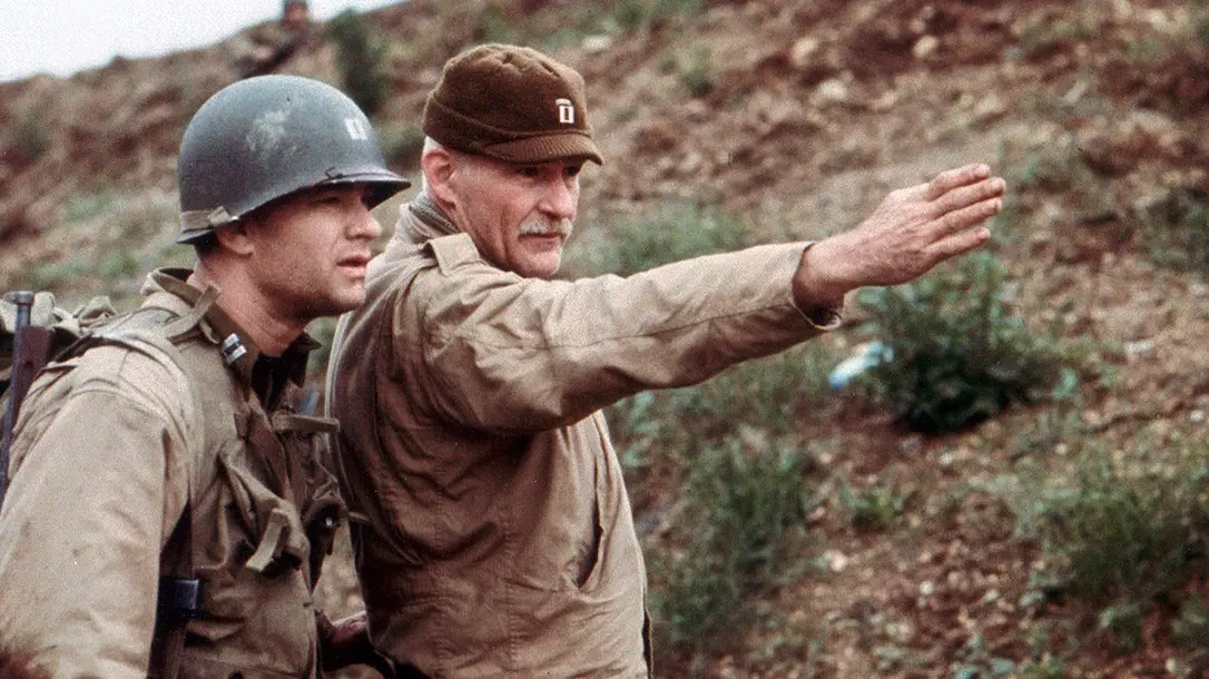 Dale Dye of Warrior Global on the set of Saving Private Ryan.