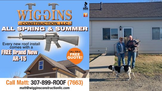 Wiggins Construction AR-15 giveaway new roof, Wyoming