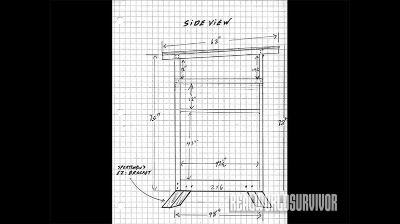 Side view blueprint of the buck tower.