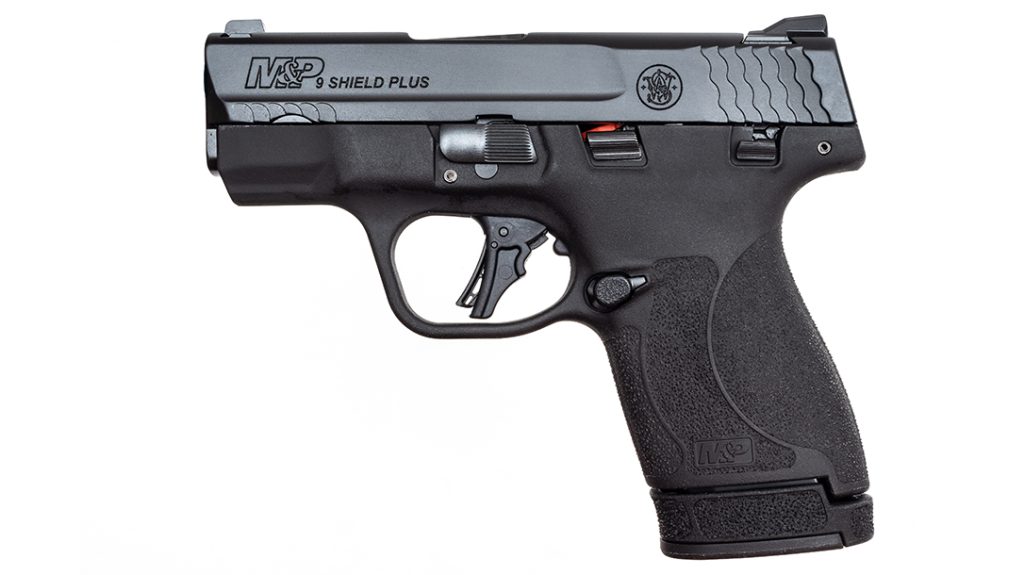 The S&W M&P Shield Plus semi-auto pistol.