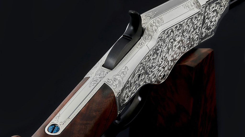 The detail work on the New Original Henry Rifle receiver. 
