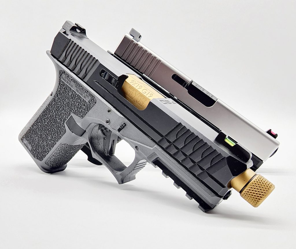 Two 9mm pistols built using 80-percent build kits. 