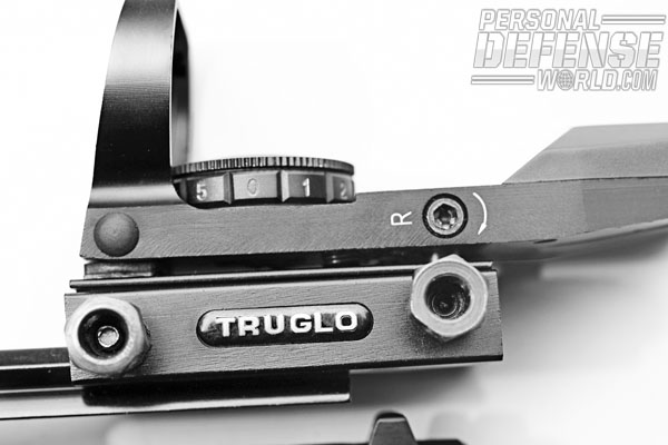 The TruGlo Open Red-Dot Sight features a 5-MOA reticle for quick acquisition.