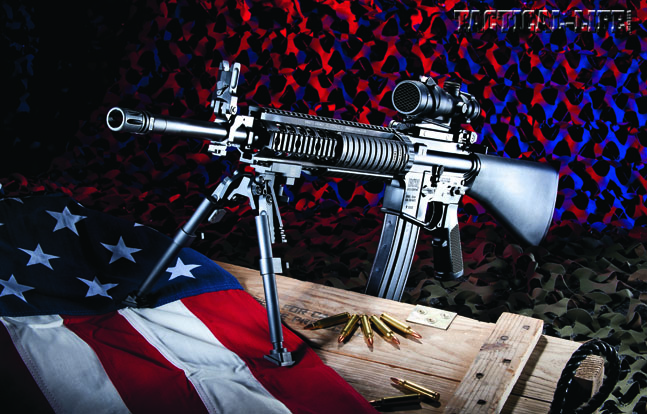Built for Marines by Marines. The BCM SAM-R is completely Mil-Spec. With its KAC free-floating handguard, M4 feed ramps and a reliable rifle-length gas system, the SAM-R is a precision 5.56mm weapon made for America’s bravest.