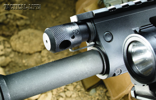 The four-position regulator above the barrel can be adjusted for optimum reliability and superior operating endurance, even when using a suppressor.