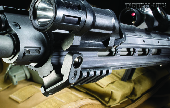The SR-556 Carbine’s ergonomic handguard is smooth, trim, light weight, extremely versatile and ergonomic.