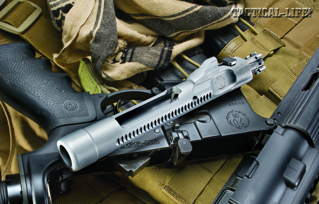 The Ruger SR-556’s bolt assembly is not only robust—it’s also chrome plated to reduce friction, increase its life and make it easier to clean. The two-stage piston supplies a smooth delivery stroke to the bolt carrier so as not to compound recoil.