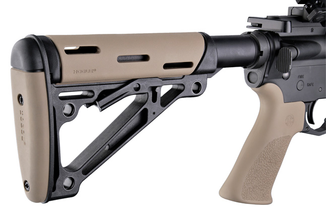 Hogue Rubber OverMolded Collapsible Buttstock | Desert Tan