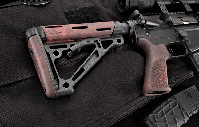 Hogue Rubber OverMolded Collapsible Buttstock | Red Lava