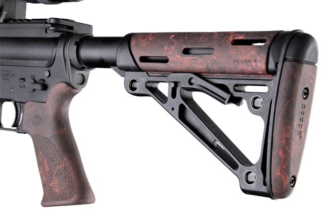 Hogue Rubber OverMolded Collapsible Buttstock | Red Lava
