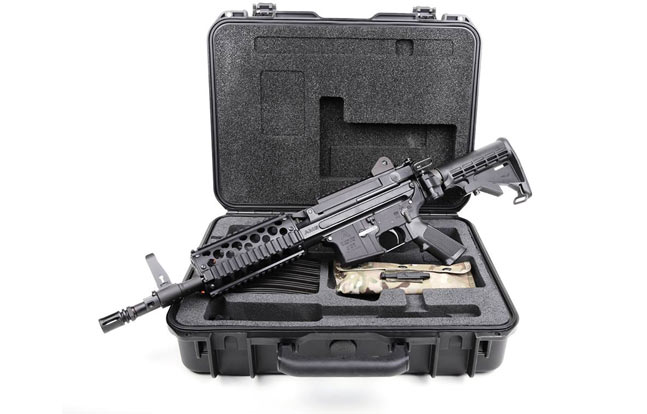 ARES-16 Sub-Carbine with barrel inserted and buttstock in the deployed position.