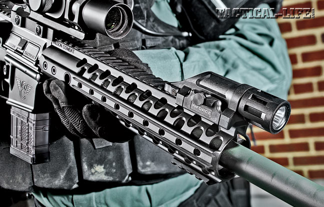 The Wilson Combat TRIM handguard is one of the lowest-profile, user-adaptable forends on the market. LEOs can add rails where needed.