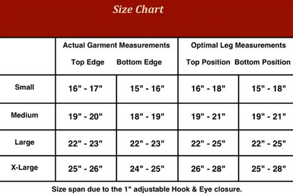 Gun Goddess Classic Thigh Garter Holster Size Chart