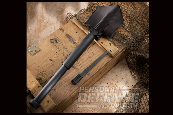 The Glock Entrenching Tool extends into a 25-inch-long shovel with a triangular-shaped blade. It’s a rugged tool well suited to camp chores and rugged enough for emergency shelter building.
