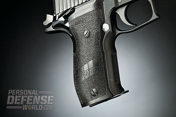 The P226’s palm-swell grip holds a 15-round, double stack magazine.