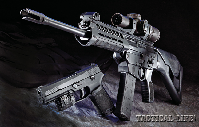 The next-gen P320 pistol (shown with a Viridian C5L) and SIG556xi carbine (shown with a Vortex Razor HD 1-6x24) deliver Sig Sauer’s renowned quality and allow LEOs to configure their duty weapons for every possible mission.