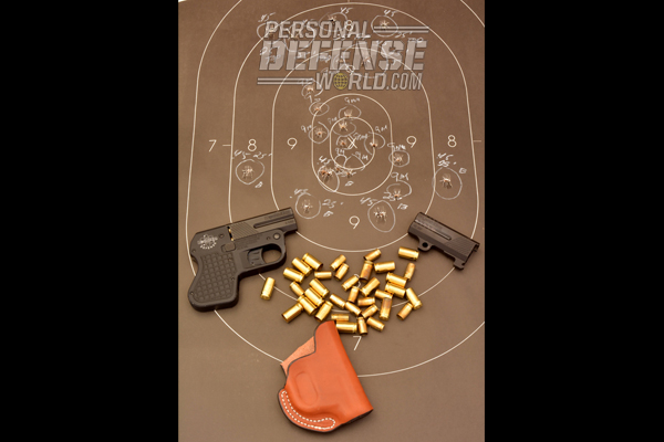 From 25 feet, the author was able to place eight rounds in the 10 and X bull with 9mm ammo. With the .45 ACP, the author placed five rounds across the 8 ring smf through the 9 and 10 rings.
