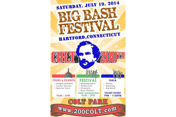 The flyer for the upcoming Colt Big Bash Festival and celebration for Samuel Colt’s 200th birthday.