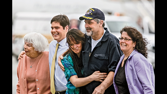 After the rescue, Captain Phillips was reunited with his family.