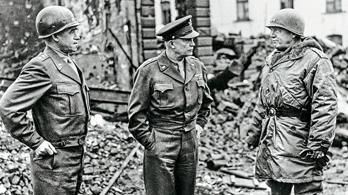 US Generals Bradley, Eisenhower and Patton.