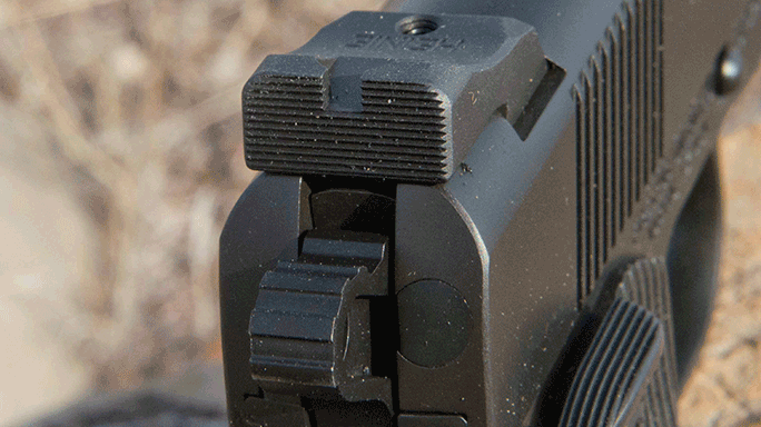 Jesse James Firearms Unlimited Cisco 1911 handgun rear sight