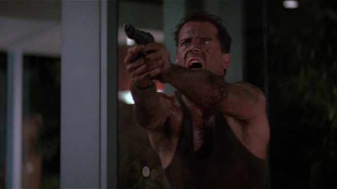 John McClane draws his Beretta 92F in Die Hard
