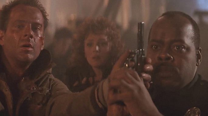 Sgt. Al Powell fires the Smith & Wesson Model 15 in Die Hard
