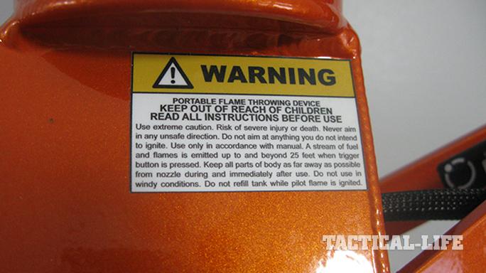 XM42 Flamethrower warning label