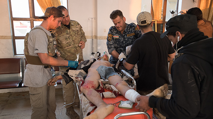 Mosul Medic Nik Frey stretcher