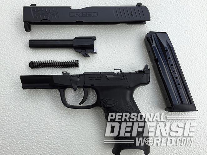 Walther Creed pistol disassembled