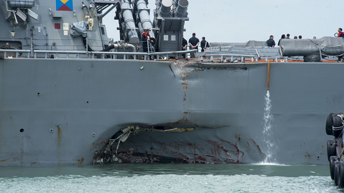 us navy ship john s mccain collision damage