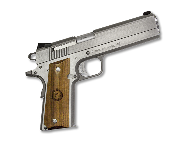 Coonan MOT 10 10mm stainless steel pistol rendezvous right