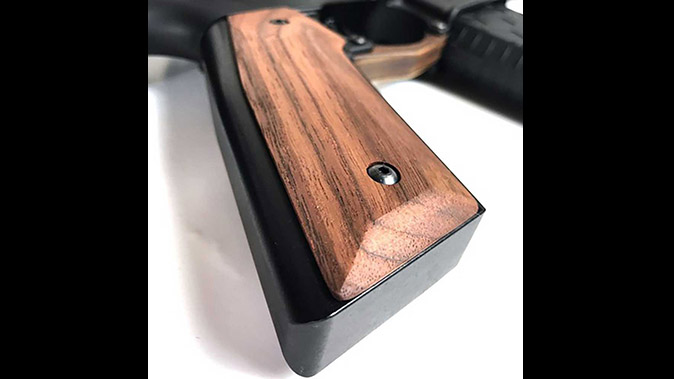 black wood usa english walnut grips smooth closeup