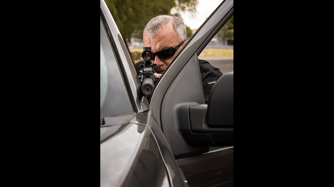 gunfight tactics car door aiming