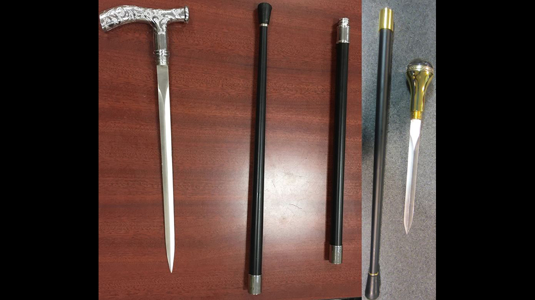 tsa airport guns swords canes