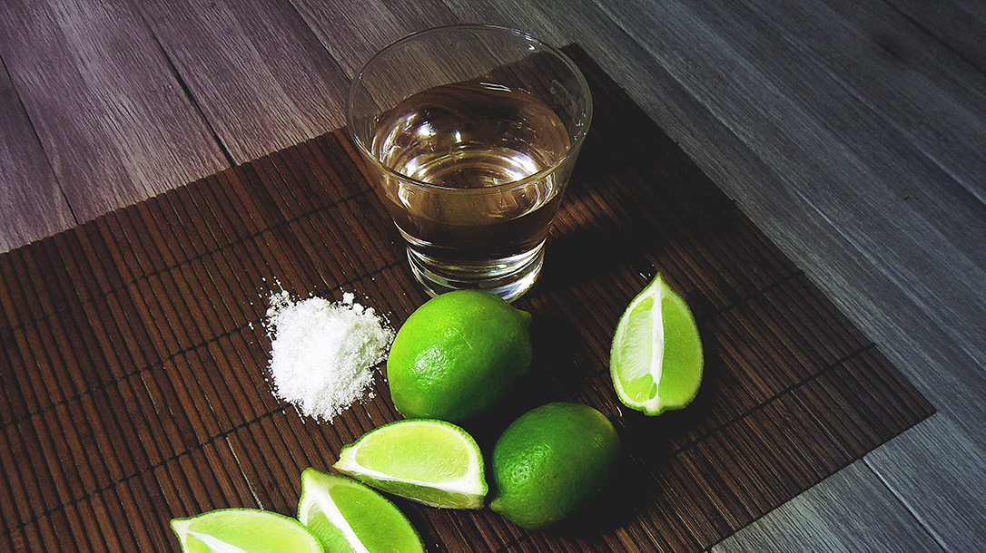 Tequila shots, tequila salt, tequila limes