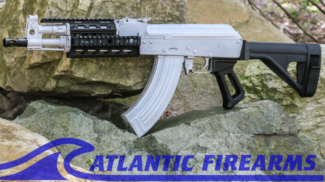 atlantic firearms draco ak pistol bright silver left profile