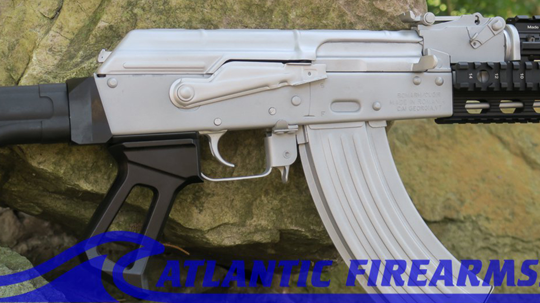 atlantic firearms draco ak pistol bright silver controls