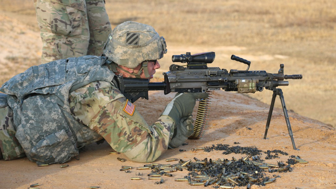 army m249 saw squad automatic rifle firing