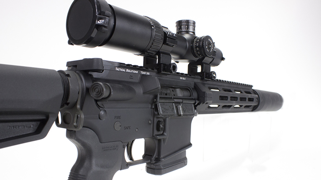 tactical solutions, tactical solutions TSAR-300 rifle, TSAR-300, TSAR-300 rifle, tactical solutions TSAR-300 rifle rear angle